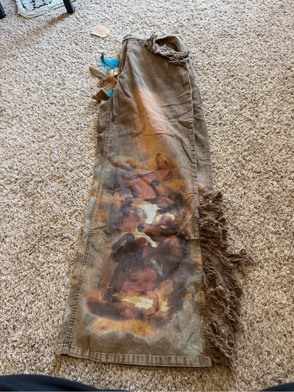 Boho Fringe Wide-Leg Women's Pants in Brown NWT S/M - Picture 8 of 8